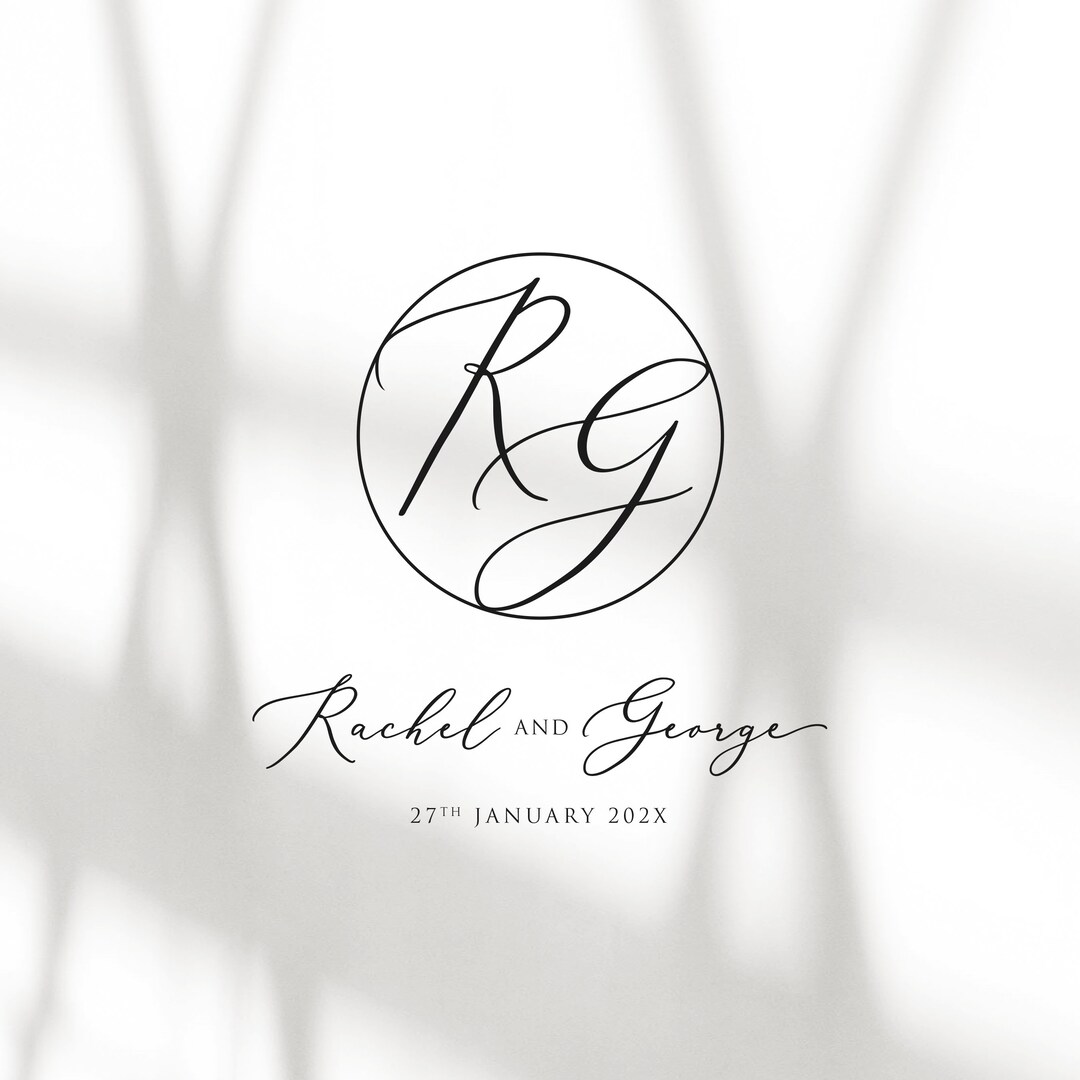 Premade Modern Wedding Monogram, Elegant Minimalist Wedding Logo Design ...
