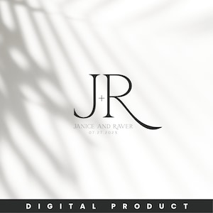 Monograma de boda moderno y elegante, diseño de logotipo de boda prefabricado, logotipo de pareja, monograma de iniciales, diseño de boda, guardar la fecha, diseño prefabricado