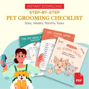 Printable Pet Grooming Planner Tracker - Instant Download, Dog Grooming, Cat Grooming, Pet Care Schedule, Pet Health Care, Printable PDF