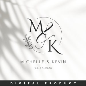 Monograma elegante para boda, logotipo de boda moderno prediseñado, gobo de boda, logotipo de pareja, escudo de boda, boda, monograma personalizado, elemento esencial para boda