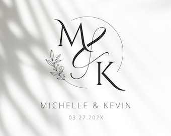 Elegant Wedding Monogram, Premade Modern Wedding Logo, Wedding Gobo, Couple Logo, Wedding Crest, Wedding, Custom Monogram, Wedding Essential