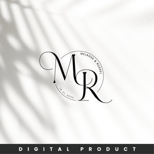 Monograma de boda moderno y elegante, diseño de logotipo de boda prefabricado, invitación de boda, logotipo de pareja, monograma, diseño de boda, guardar el logotipo de fecha