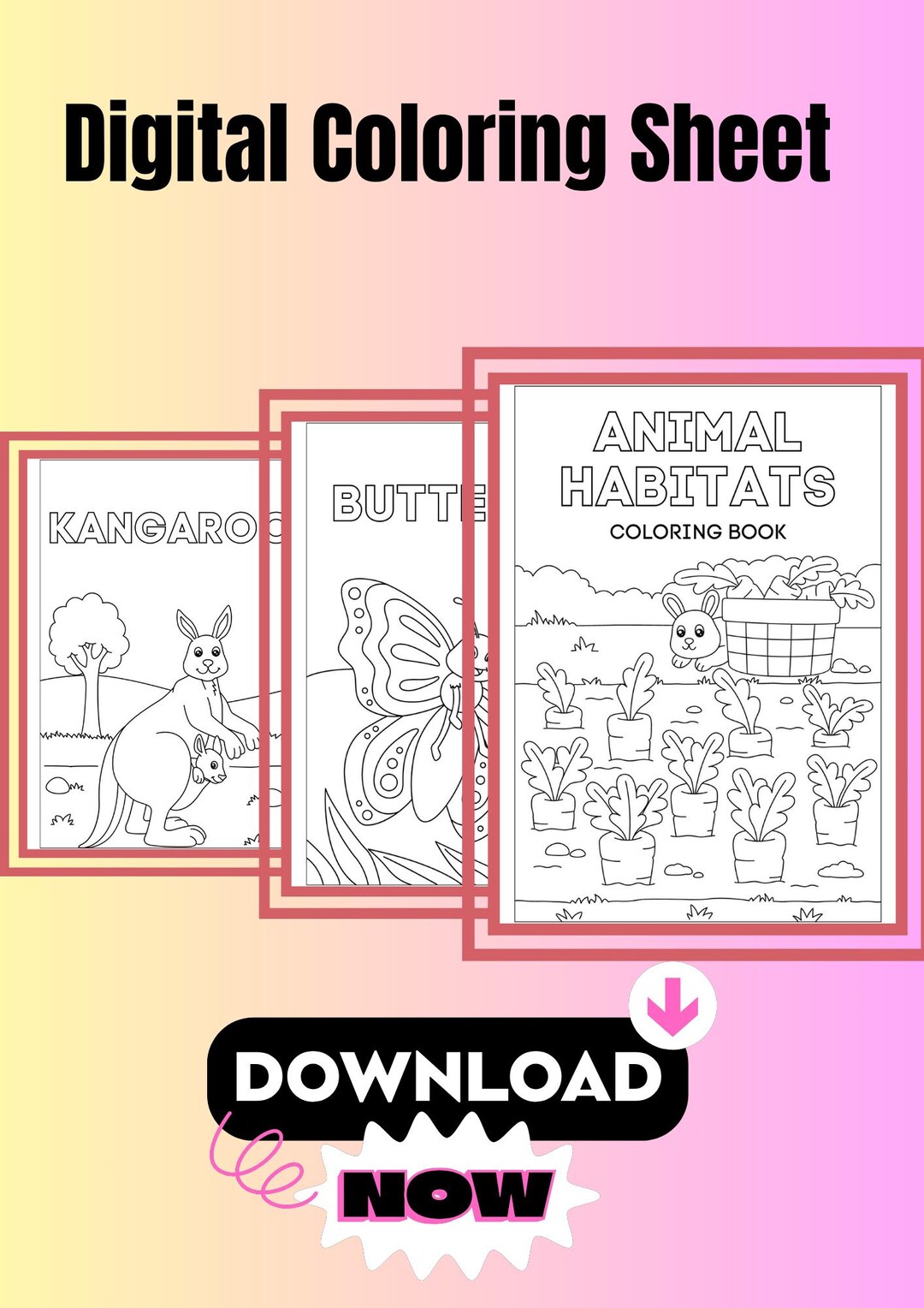 50 Printable Animals Habitat Coloring Book for Kids Back to School for ...