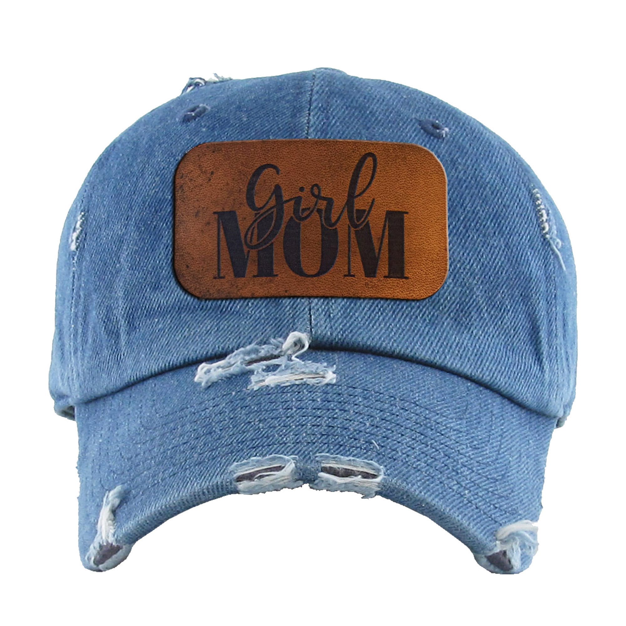 WOMENS BASEBALL HAT Girl Mom Leather Patch Distressed Baseball Etsy