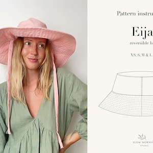Reversible Bucket Hat, Bucket hat sewing pattern, Wide brim Hat sewing pattern, Reversible hat sewing pattern, Summer hat sewing pattern