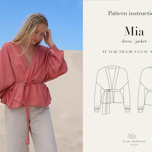 Schnittmuster für Frauen, Schnittmuster, Kimono Schnittmuster, PDF Schnittmuster, Schnittmuster PDF, Kleider Schnittmuster, Leinenkleid Schnittmuster