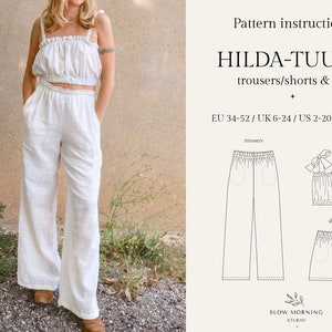 Digitales Schnittmuster, Digitales PDF Schnittmuster für Frauen, Hosen Schnittmuster für Frauen, Shorts Schnittmuster, Hosen Schnittmuster