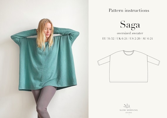 Sewing pattern for women, Loungewear Digital PDF sewing pattern, Oversized shirt sewing pattern, Oversized sweater sewing pattern