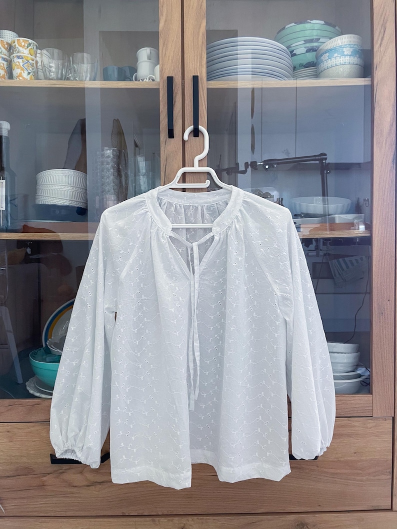 Digitalt sömnadsmönster för kvinnor, mönster för överdimensionerad blus, boho blusmönster, vardagsskjorta, gör-det-själv boho skjorta, linneskjorta bild 6
