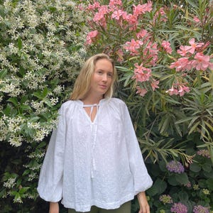 Digitalt sömnadsmönster för kvinnor, mönster för överdimensionerad blus, boho blusmönster, vardagsskjorta, gör-det-själv boho skjorta, linneskjorta bild 7