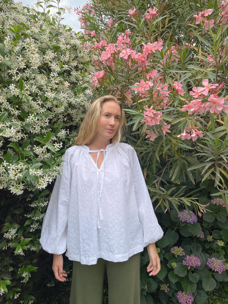Digitalt sömnadsmönster för kvinnor, mönster för överdimensionerad blus, boho blusmönster, vardagsskjorta, gör-det-själv boho skjorta, linneskjorta bild 7