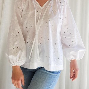 Digitalt sömnadsmönster för kvinnor, mönster för överdimensionerad blus, boho blusmönster, vardagsskjorta, gör-det-själv boho skjorta, linneskjorta bild 2