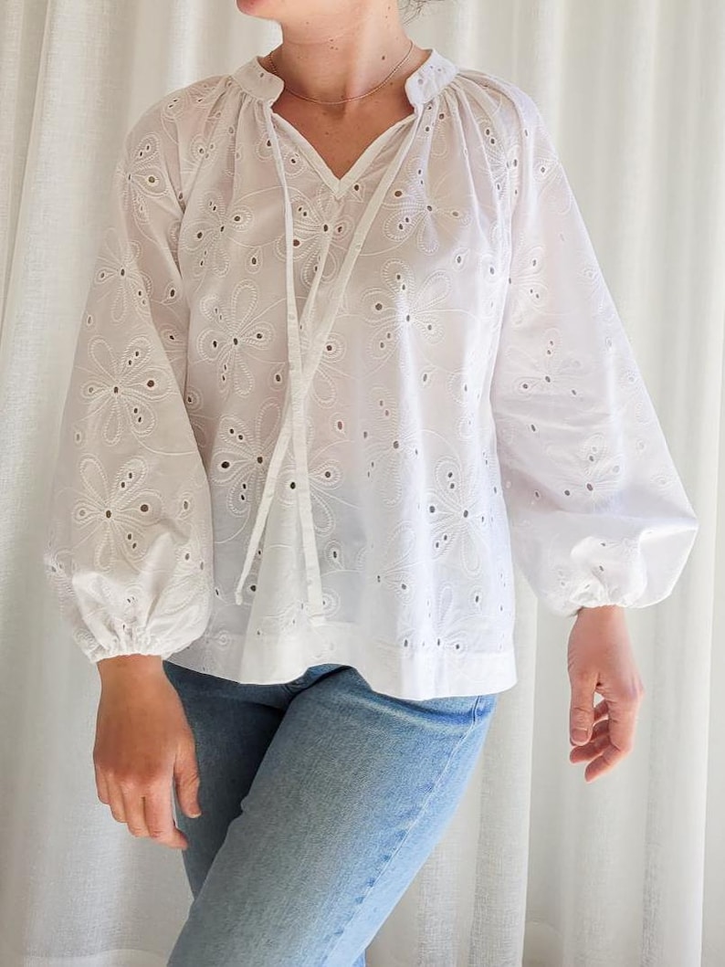 Digitalt sömnadsmönster för kvinnor, mönster för överdimensionerad blus, boho blusmönster, vardagsskjorta, gör-det-själv boho skjorta, linneskjorta bild 2