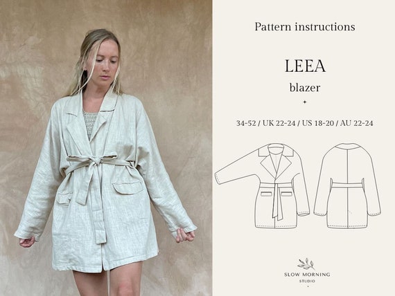 Sewing pattern for women, Blazer sewing pattern, Coat sewing pattern, Oversized jacket sewing pattern, Digital sewing pattern Boho sewing