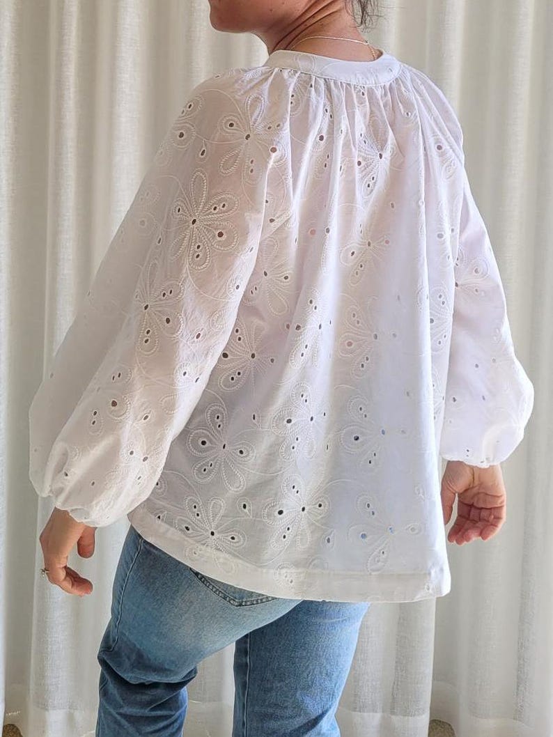 Digitalt sömnadsmönster för kvinnor, mönster för överdimensionerad blus, boho blusmönster, vardagsskjorta, gör-det-själv boho skjorta, linneskjorta bild 5