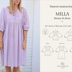 Digital sewing pattern, Digital PDF sewing pattern for women, Dress sewing pattern for women, Boho dress sewing pattern, Long dress pattern