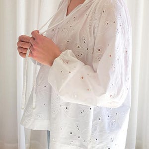 Digitalt sömnadsmönster för kvinnor, mönster för överdimensionerad blus, boho blusmönster, vardagsskjorta, gör-det-själv boho skjorta, linneskjorta bild 4
