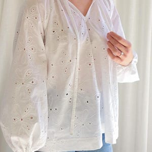 Digitalt sömnadsmönster för kvinnor, mönster för överdimensionerad blus, boho blusmönster, vardagsskjorta, gör-det-själv boho skjorta, linneskjorta bild 3