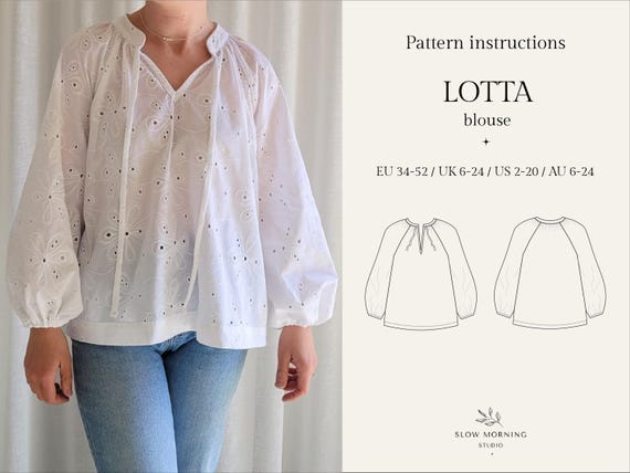 Digital sewing pattern for women, Oversized blouse pattern, Boho blouse pattern, Everyday shirt, DIY bohemian shirt, linen shirt
