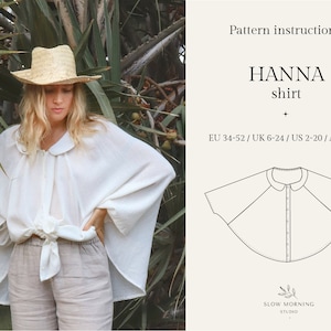 Digitales Schnittmuster, PDF Schnittmuster für Frauen, Blusenschnittmuster für Frauen, Boho Bluse Schnittmuster, DIY Sommer