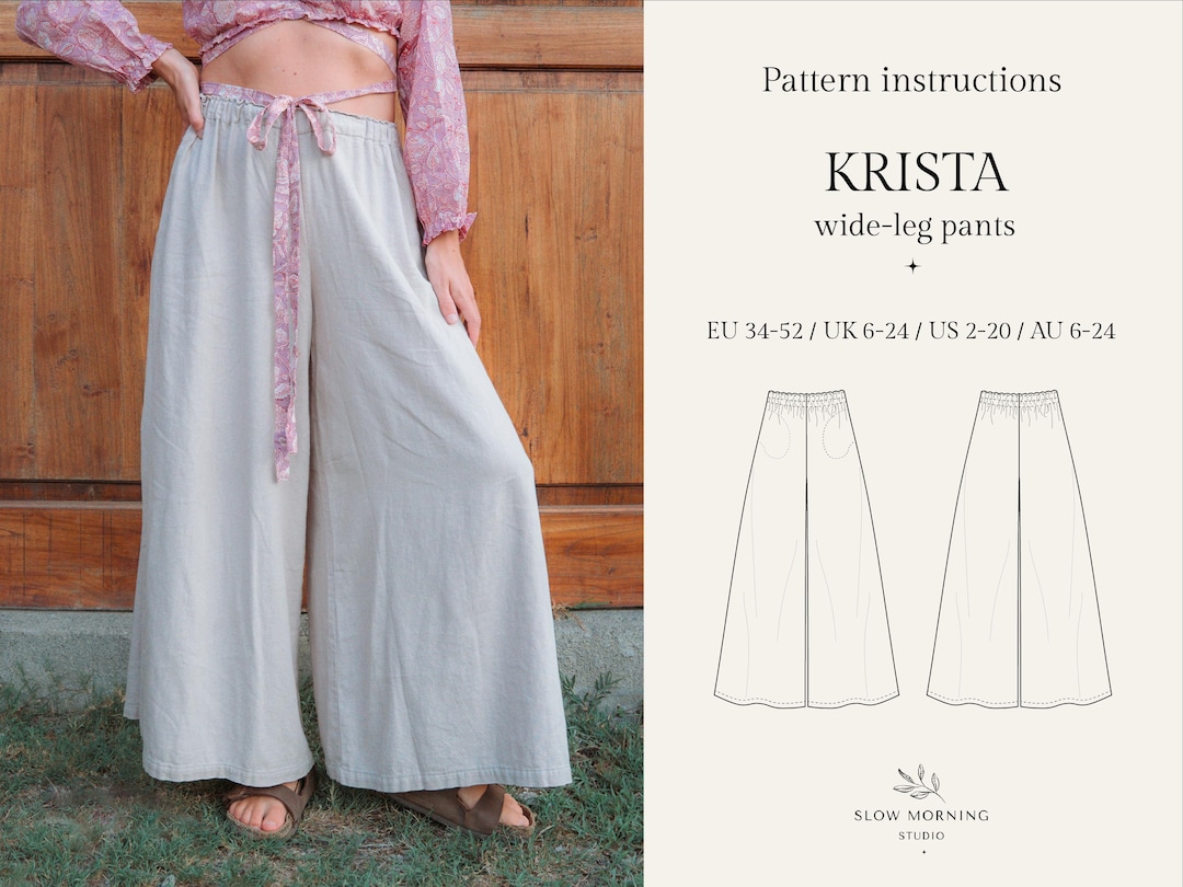 Digital Sewing Pattern, PDF Sewing Pattern, Wide Leg Pants Sewing ...