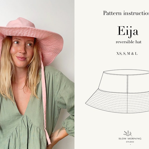 Reversible Bucket Hat, Bucket hat sewing pattern, Wide brim Hat sewing pattern, Reversible hat sewing pattern, Summer hat sewing pattern