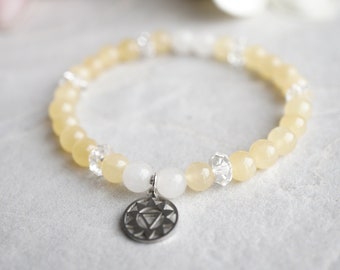 6mm Honey Calcite Bracelet - Stimulate "Solar Plexus Chakra": Confidence, Self-Esteem, Focusing, Crystal Healing