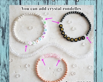 Clear Quartz Faceted Rondelle Spacers: Add-on for Name Bracelet