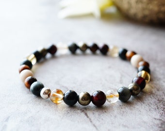 Wealth Bracelet Tiger's eye, Hawk's eye, Eagle's eye : Attract Abundance & Good Fortune, Prosperity, Economic success - 6mm Unisex bracelet