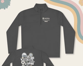 INOVA Loudoun NICU - Unisex Quarter-Zip Pullover - Stickers Back