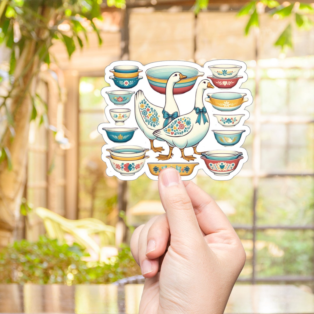 Retro Blue Ribbon Goose and Pyrex Sticker Vintage Pyrex Grandma Kitchen ...