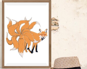Neunschwänziger Fuchs Digitaldruck