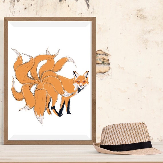 Nine Tailed Fox Digital Print - Etsy