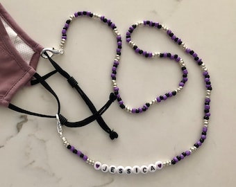 Lanyard personalizado face mask, face mask chain, teacher face mask strap, collar de máscara personalizada, collar de encanto personalizado, nurse lanyard