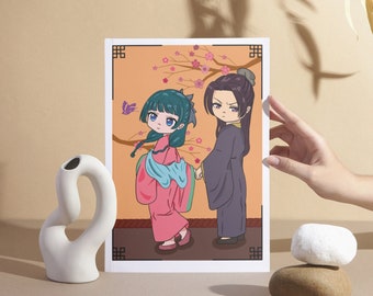 The Apothecary Diaries Art Print/ Maomao & Jinshi chibi anime Valentines Present