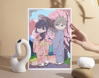 My Happy Marriage  Art Print/ Kiyoka & Miyo chibi anime Valentines Present