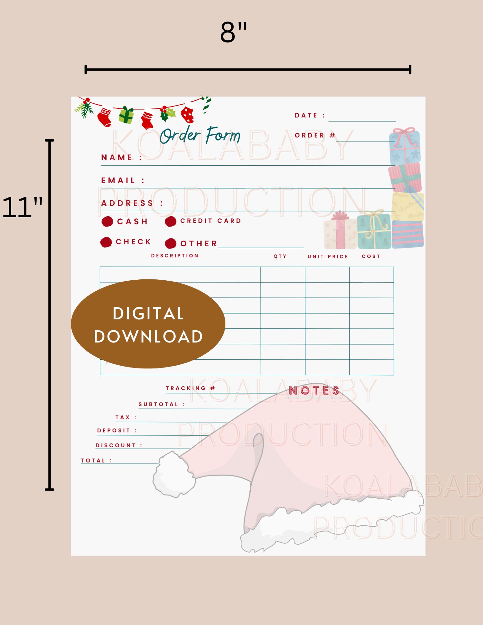 Template/ Order Form/ Printable/ Business/ Instant Download/ Small ...