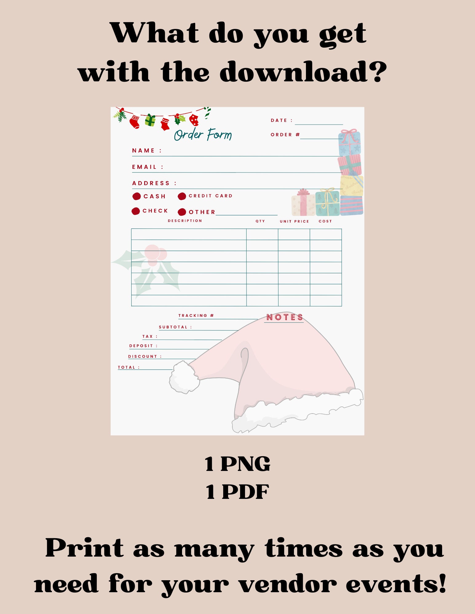 Template/ Order Form/ Printable/ Business/ Instant Download/ Small ...