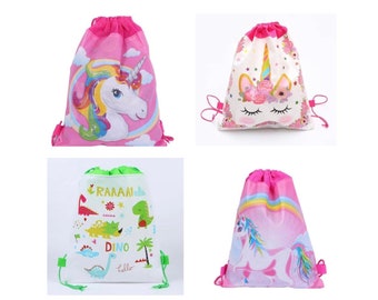 Children Kids Unicorn & Dinosaur Drawstring PE Bag Swimming School Boy Girl Gym Sports Bag