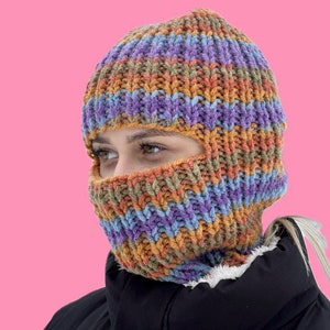Hand-Knitted Multicolor Balaclava – Cozy and Stylish Winter Face Cover