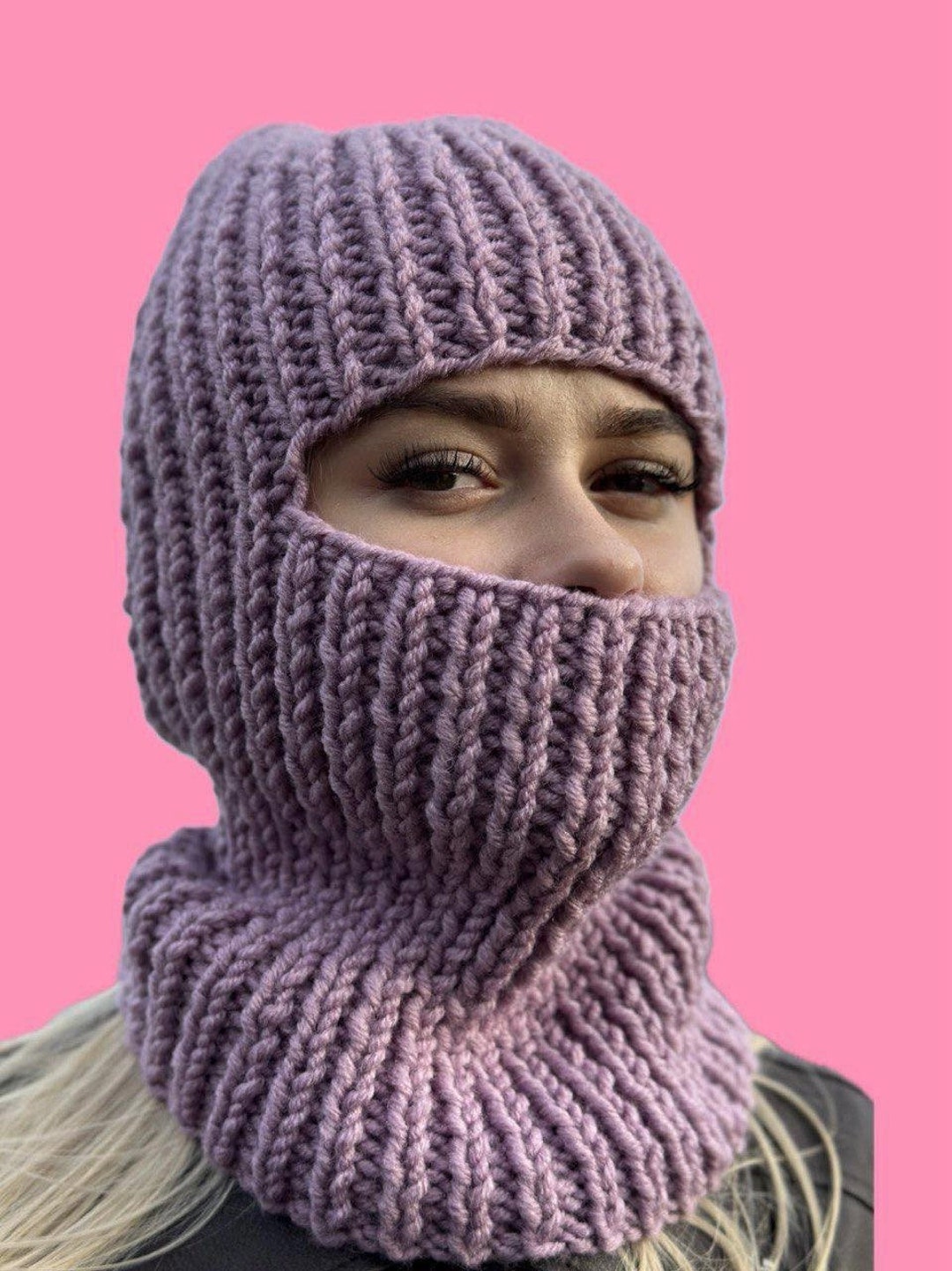 Handmade Balaclava . Purple Warm and Soft Purple Ski Mask