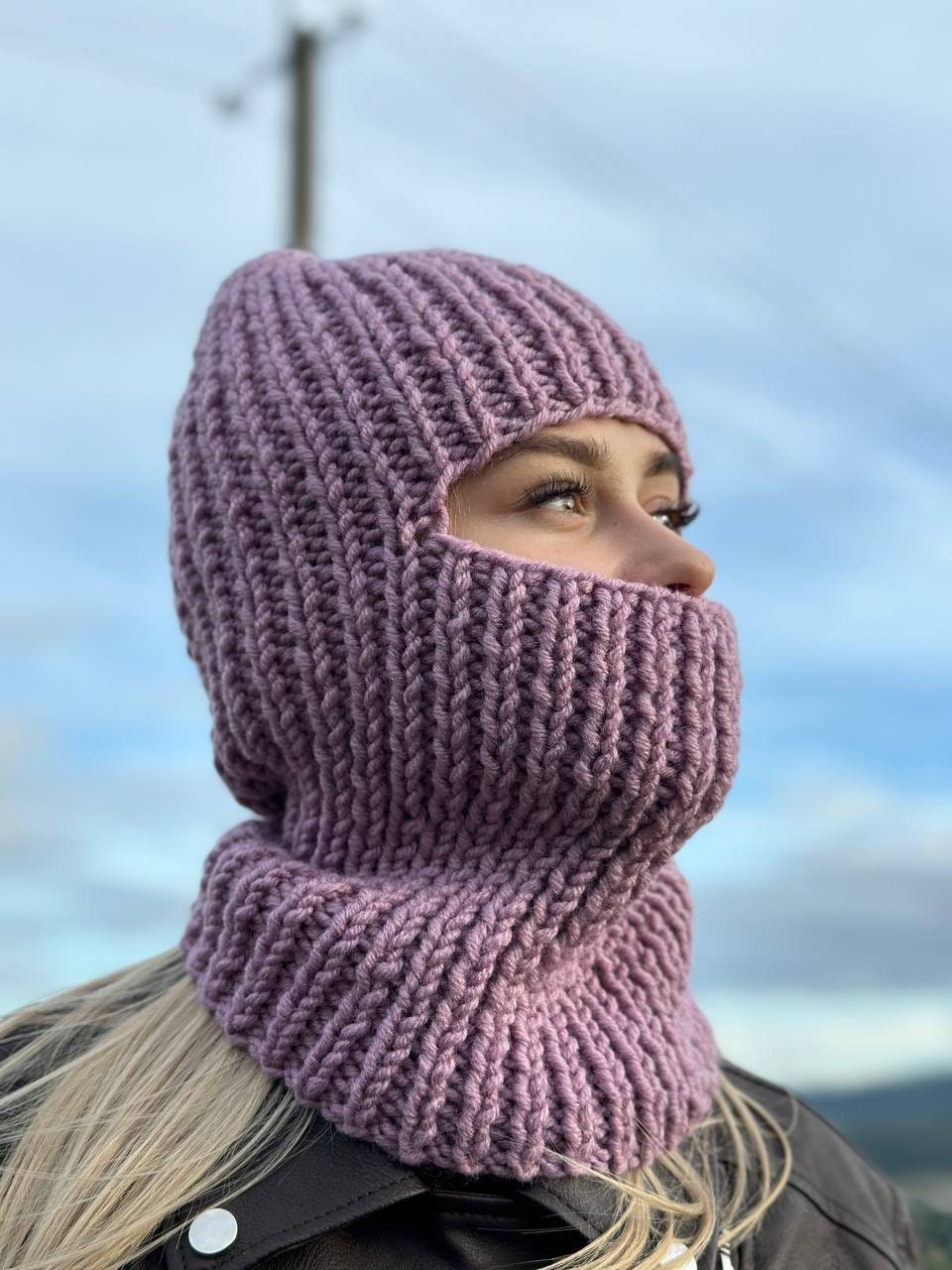 Handmade Balaclava . Purple Warm and Soft Purple Ski Mask