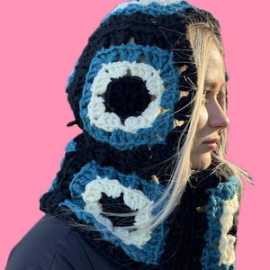 Crochet Balaclava Hood Granny Square hat Ski Mask handmade knitted hat Customizable Colors Warm and Stylish Winter Accessory