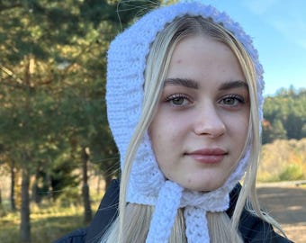 Gorro con pajarita, gorros acogedores, gorro grueso y peludo para mujer adulta, gorro tejido a mano