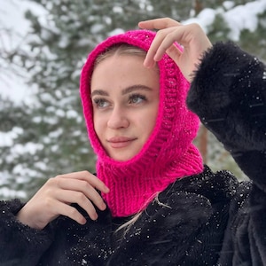 Hand-Knitted Balaclava Fuchsia Winter