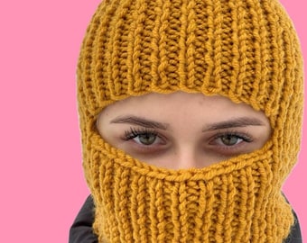 balaclava Knit Adult Womens caps winter hat snowbord hat ski mask handmade knitted