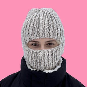 grey warm balaclava for man or women, Women’s Knit Balaclava, winter face mask, winter hats, knit face mask, knit  ski mask