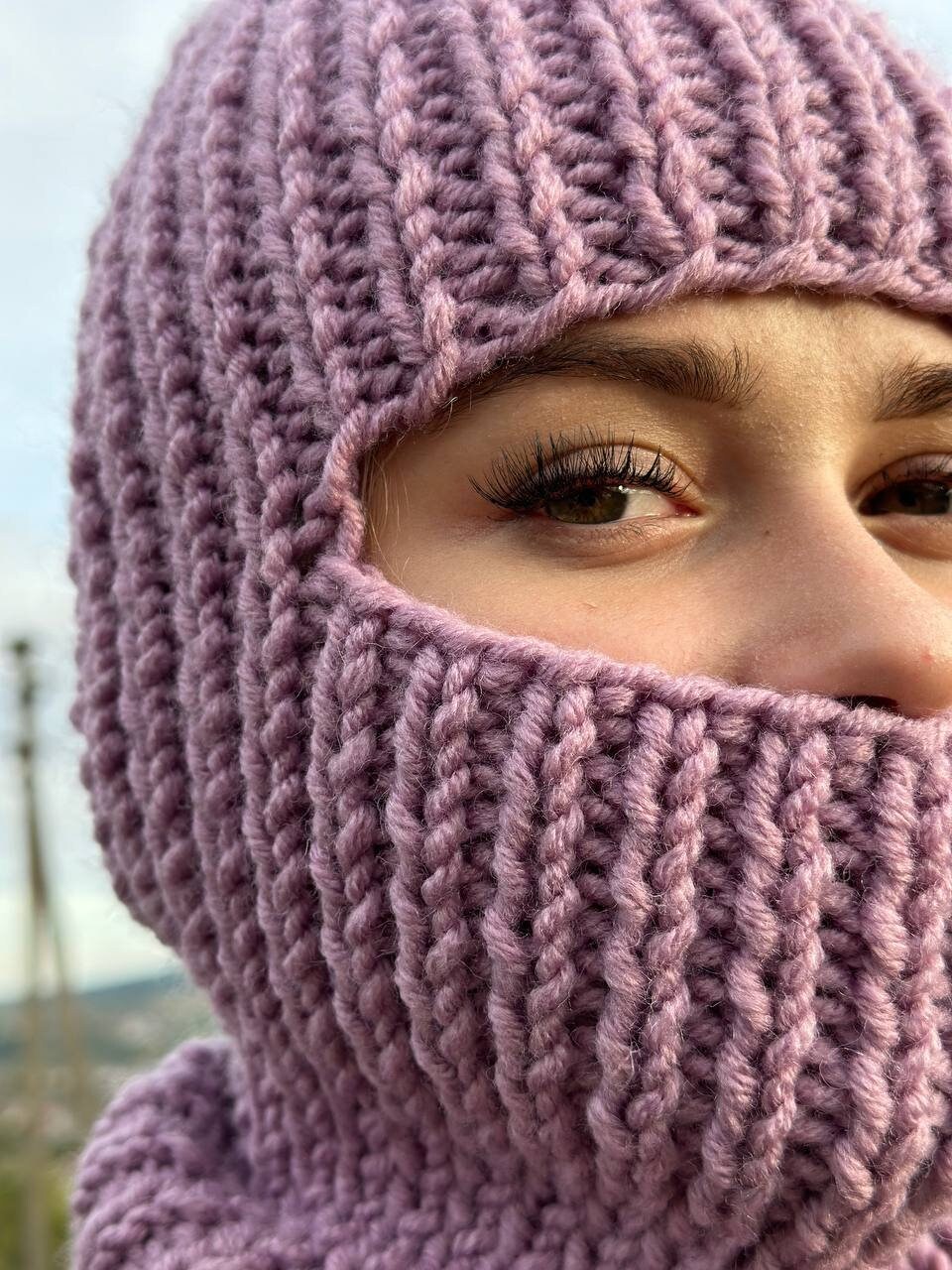 Hand Knit Balaclava, Unisex Balaclava Hood, Cream Warm