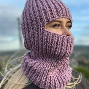 handmade balaclava . purple warm and soft purple ski mask for women and men