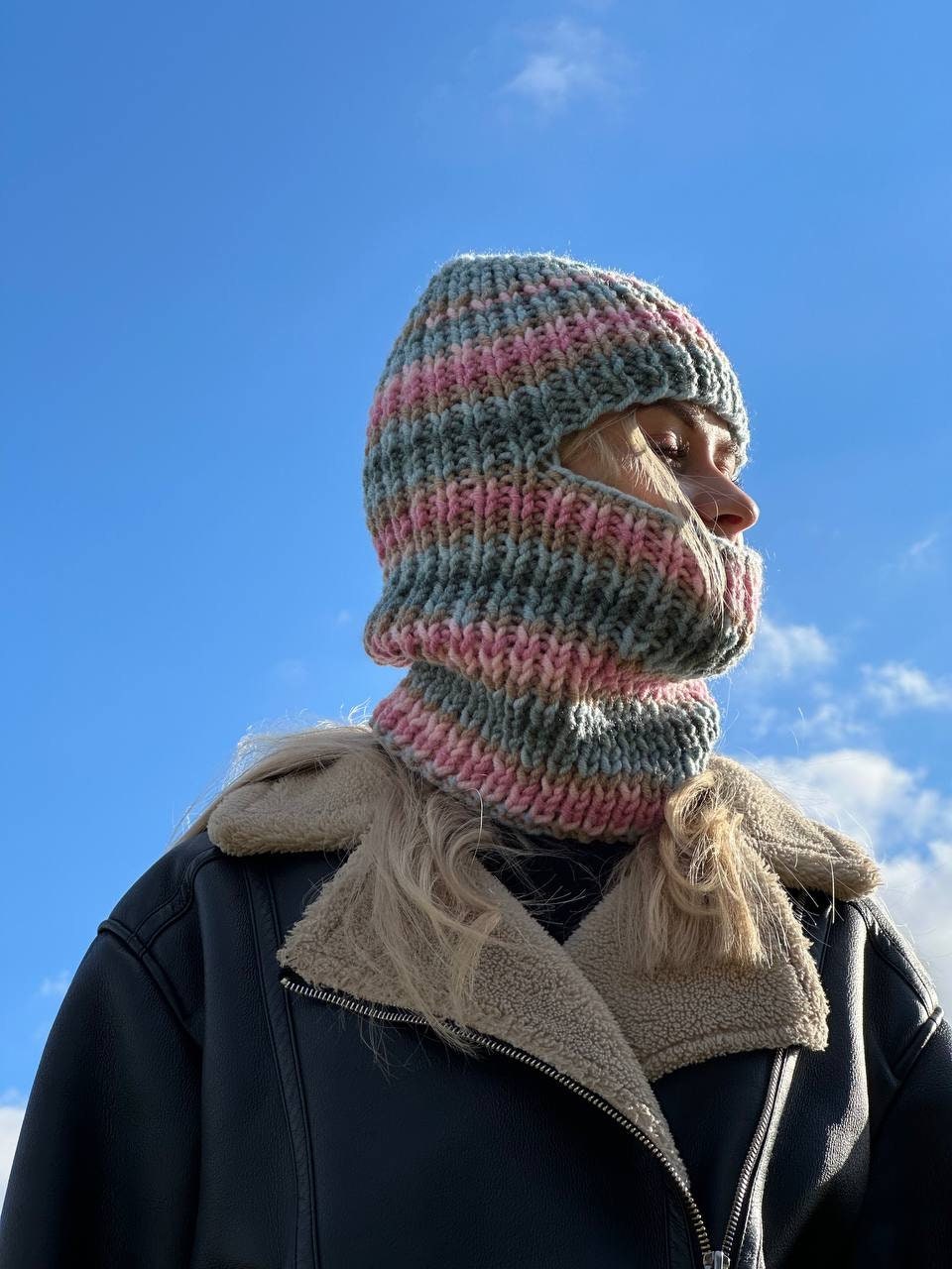 メーカー直売所 Women's Knit Balaclava in Beautiful Colors, Face Mask Clothing